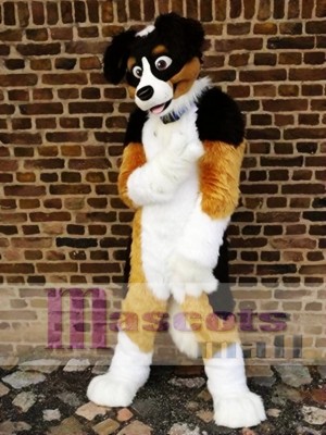 High Quality Brown Black and White Dog Mascot Costume