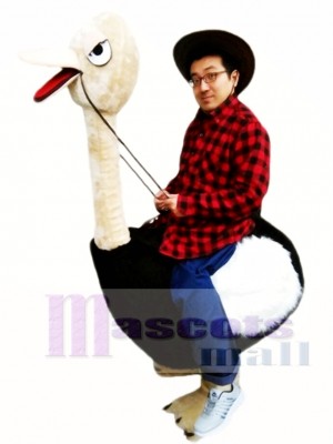 Riding an Ostrich Man Mascot Costume  