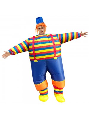 Clown with Striped Clothes Inflatable Costume Halloween Christmas Jumpsuit for Adult
