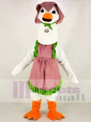 White Mother Goose with Dress Mascot Costume School