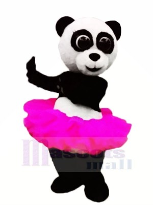Pink Skirt Ballet Panda Mascot Costume Animal