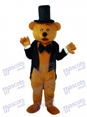 Bear in Black Suit Mascot Adult Costume Animal 