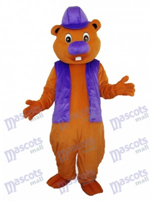 Purple Beaver Mascot Adult Costume Animal 