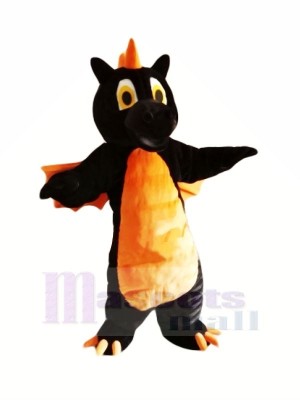 Black Dragon with Orange Wings Mascot Costumes Animal