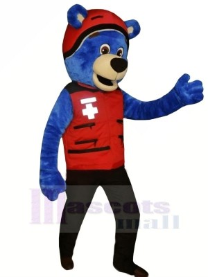 Blue Bear with Red Hat Mascot Costumes Animal