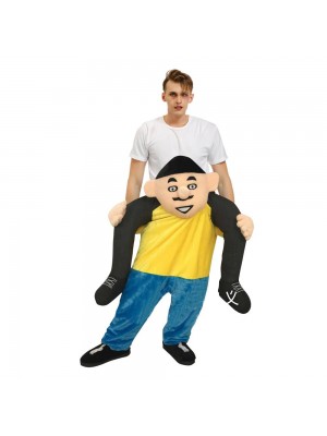 Man with Big Head Carry me Ride on Costume for Adult