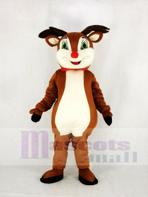 Reindeer with Red Nose Mascot Costume Cartoon	