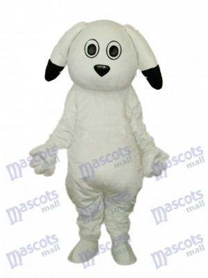 Black Ears White Dog Mascot Adult Costume Animal
