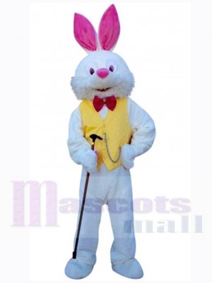 Easter Gentry Bunny Mascot Costume Animal in Yellow Vest