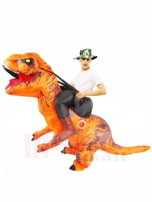 Orange Tyrannosaurus T-Rex Inflatable Carry Me Ride On Mascot Costumes