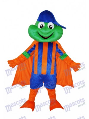 Happy Frog with Blue Hat Adult Mascot Costume Animal