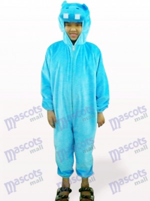 Blue Hippo Open Face Kids Mascot Costume