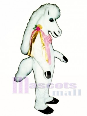 Cute Carousel Horse with Neck Ribbon Mascot Costume Animal