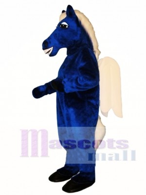 Cute Blue Pegasus Horse Mascot Costume Animal