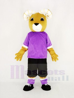 Brown Ram in Purple Mascot Costume College