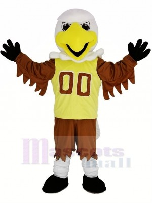 College Eagle in Yellow Mascot Costume Cartoon	
