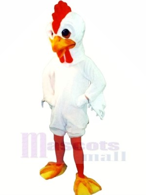 Slim White Rooster Mascot Costumes Cartoon
