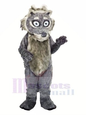 Grey Fluffy Wolf Mascot Costumes Cartoon