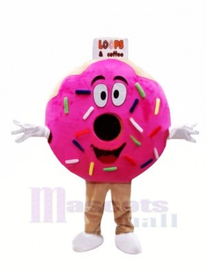 Pink Donut Mascot Costume Cartoon