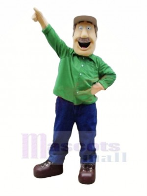 Argo Man in Green Mascot Costume People	