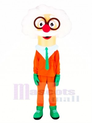 Funny Professor in Orange Mascot Costume College