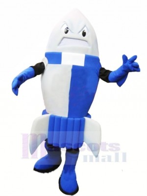 Fierce Blue Rocket Mascot Costume Cartoon