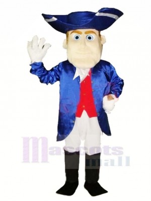 Friendly Patriot in Blue Mascot Costume People
