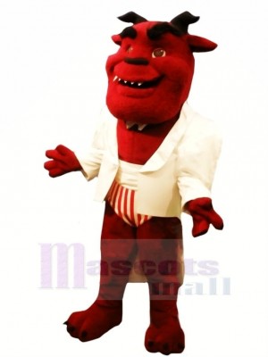 Gentleman Red Devil Mascot Costume Cartoon	
