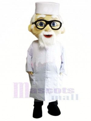 Old Doctor with Glasses Mascot Costume People