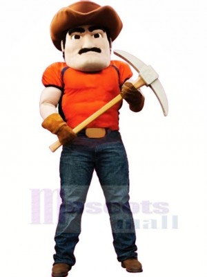 Strong Muscle Miner Mascot Costume People