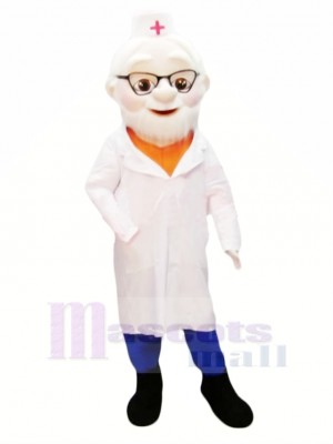 Old Doctor with Black Shoes Mascot Costume People