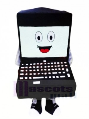 Black Laptop Mascot Costume Cartoon 