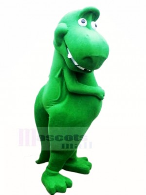 Cute Green Dinosaur T-Rex Mascot Costume Cartoon