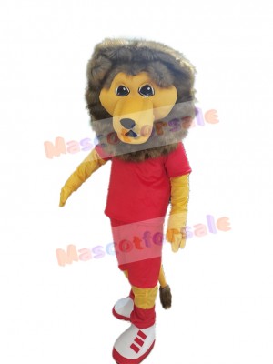 Sport Lion in Red T-shirt Mascot Costume Animal