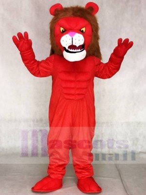 Cute Red Power Cat Lion Mascot Costumes Animal