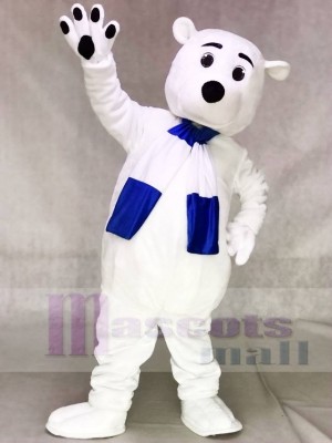 Blue and White Scarf Polar Bear Mascot Costumes Animal