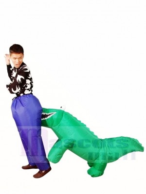 Carry Biting Alligator Crocodile Bites Inflatable Halloween Xmas Costumes for Adults