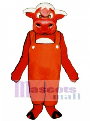 Angry Bull with Overalls Mascot Costume Animal 