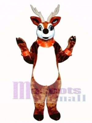 Cute Reindeer with Lite-up Nose Collar & Cuffs Mascot Costume