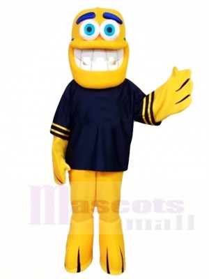 Yellow Fish Mascot Costumes in Black Shirt Sea