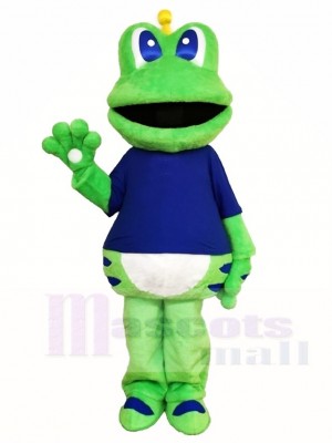 Frog Mascot Costumes in Blue Shirt Animal