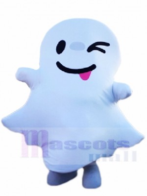 Winking White Ghost Spirit Mascot Costumes Halloween
