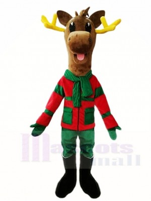 Cute Dark Brown Christmas Deer Moose Mascot Costumes Animal