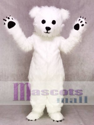 White Fluffy Polar Bear Mascot Costume Animal