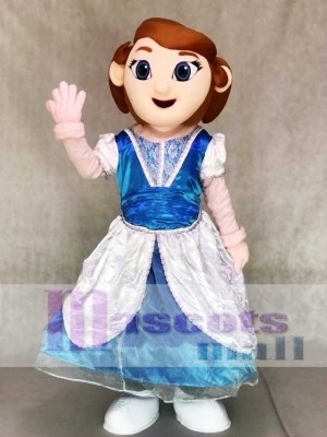 Princess Mascot Costumes in Blue and White Dress People