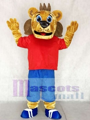 Cute Red Sports Coaching Lion Mascot Costumes Animal