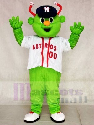 Astros Aliens in White Shirt Mascot Costumes 