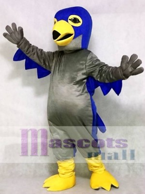 Cute Grey and Blue Hawk Mascot Costume