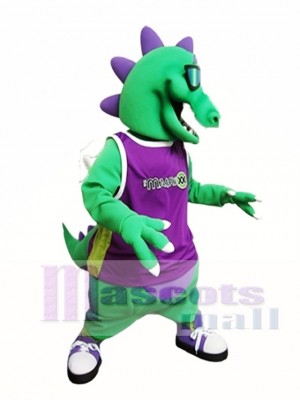 Green Dragon with Sunglasses Mascot Costume Dragon with Vest Mascot Costumes Animal