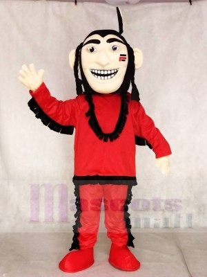 Red Brave Indian Mascot Costume People